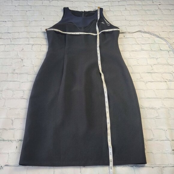 NWT E. Tahari black with navy detail sleeveless midi sheath dress size 8 - Picture 3 of 15